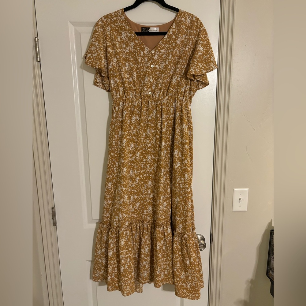 Mustard and White Floral Piper and Scoot Dress